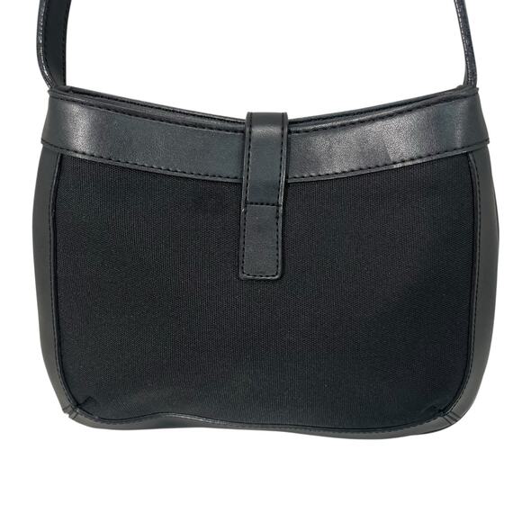 Vintage 90's Y2K Esprit Black Faux Leather Canvas Crossbody Mini Bag Small Purse - Picture 5 of 12